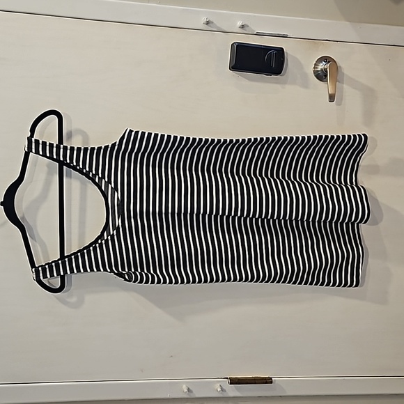 Madewell Charcoal Grey and Cream Striped Twill Shift Dress M - Picture 4 of 7